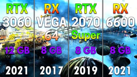 RTX 3060 Vs RX VEGA 64 Vs RTX 2070 SUPER Vs RX 6600 PC Gameplay