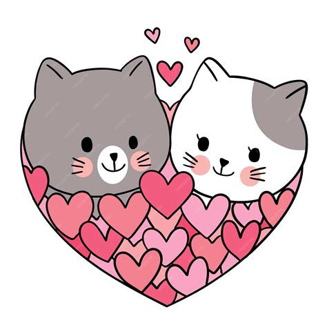 Premium Vector Hand Draw Cartoon Cute Valentines Day Couple Cats Hugging Atelier Yuwaciaojp