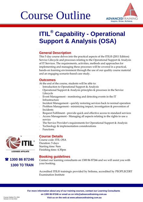 Pdf Itil Capability Operational Support And Analysis Osa