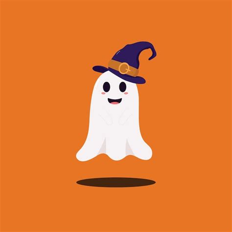 Premium Vector A Cartoon Ghost Wearing Witch Hat