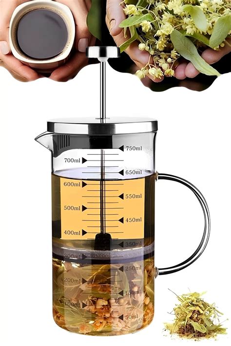 French Press Filtre Kahve Bitki Çayı Demliği Çay Demleme Borosilikat