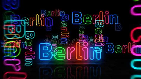 Berlin Symbol Neon Light 3d Illustration Stock Illustration