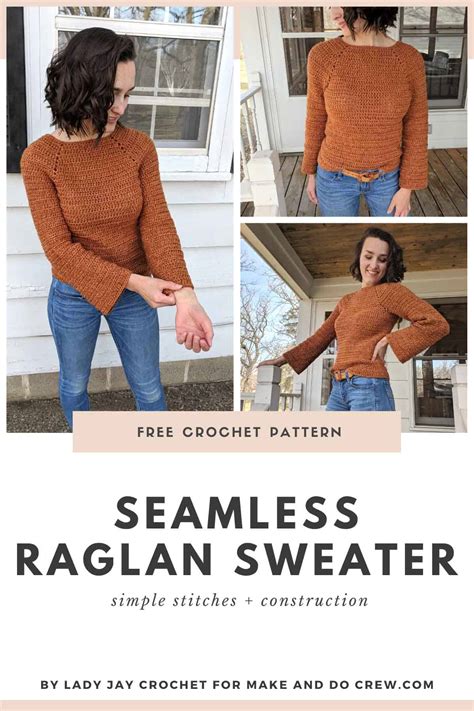 Easy Crochet Raglan Pullover Sweater Free Pattern Tutorial Make