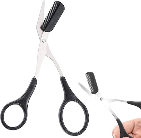 Eyebrow Trimmer Scissors Black Eyebrow Scissors With Comb Stainless