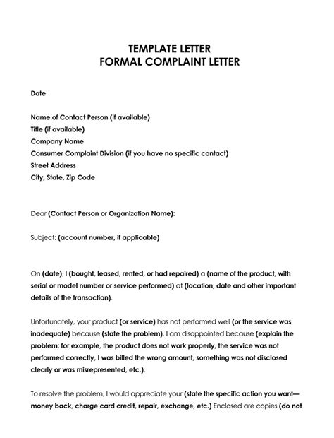 Examples Of Formal Complaint Letter 20 Free Templates