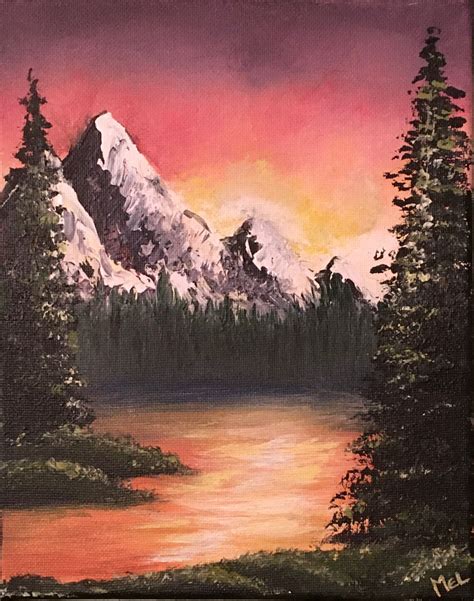 Mountain Landscape With Trees And Lake Original Acrylic Etsy