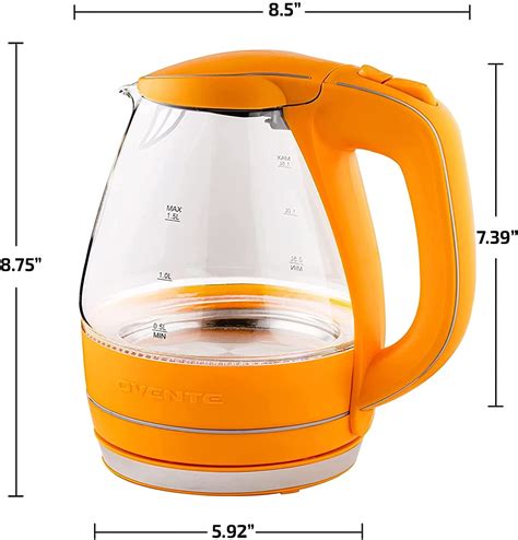 Ovente Glass Electric Kettle Hot Water Boiler 15 Liter Borosilicate Glass Fast Boiling