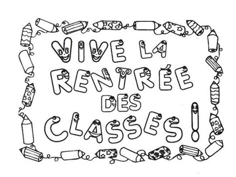 Coloriage Vive la rentrée des classes dessin gratuit à imprimer