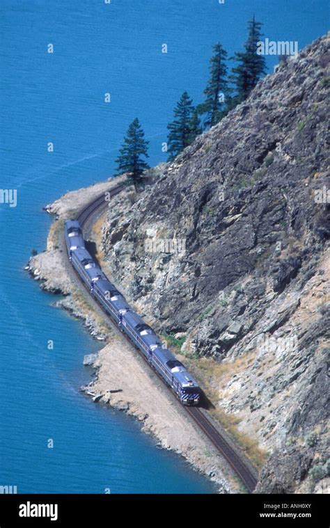 The Prospector, BC Rail passenger train travels along Seton Lake, British Columbia, Canada Stock ...