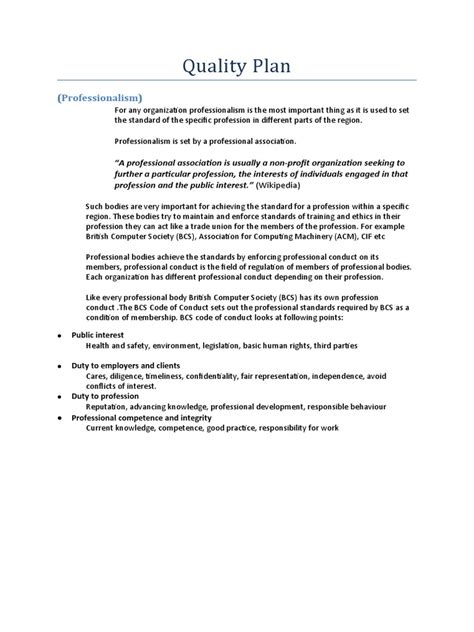 quality plan  profession information age