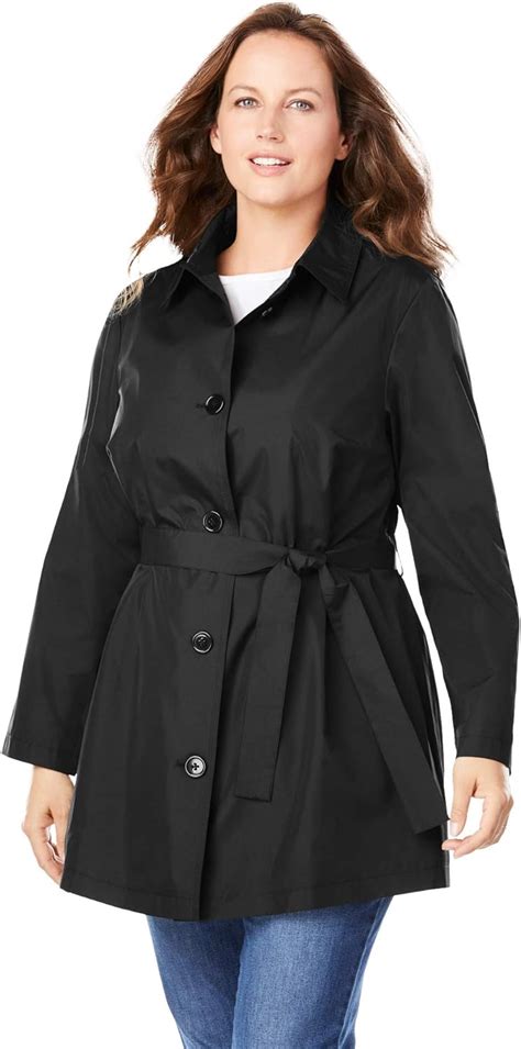 Amazon Woman Within Women S Plus Size Packable Trench Raincoat