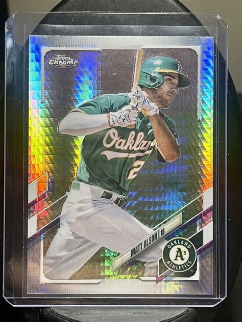 Matt Olson 2021 Topps Chrome 48 X Fractor Prism Oakland Athletics