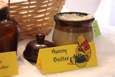 Winnie The Pooh Baby Shower Food Placards Honey Butter In Honey Pot