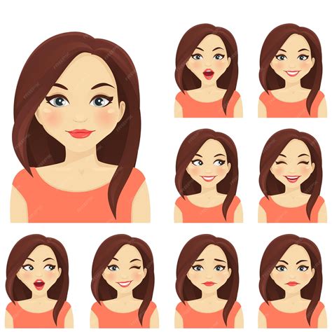 Premium Vector Blond Woman With Different Facial Expressions Set