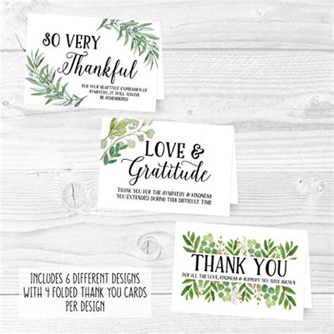 24 Foliage Sympathy Thank You Cards With Envelopes Greenery