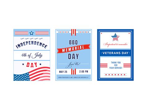 Us Holiday Poster Flat Vector Templates Set By The Img Epicpxls