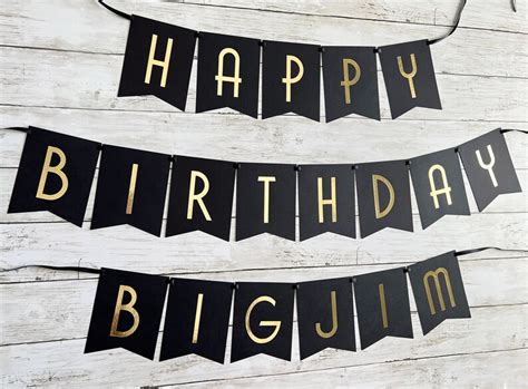 Custom Black & Gold Birthday Banner Personalized Happy - Etsy