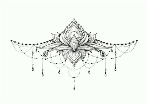 Lotus Sternum Tattoo 169 Etsy