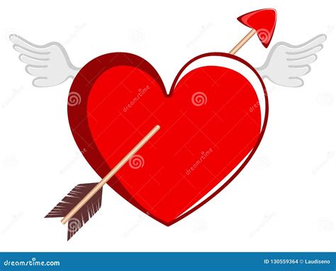 Cupid Arrow on a Heart Shape. Valentine Day Stock Vector - Illustration ...