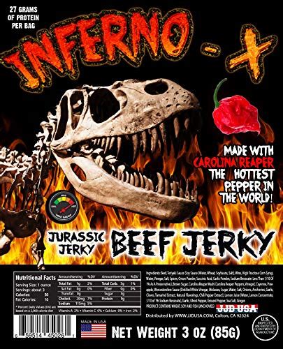 Insanity And Inferno X Beef Jerky With Jurassic Jerkys Special Blend Of Carolina Reaper