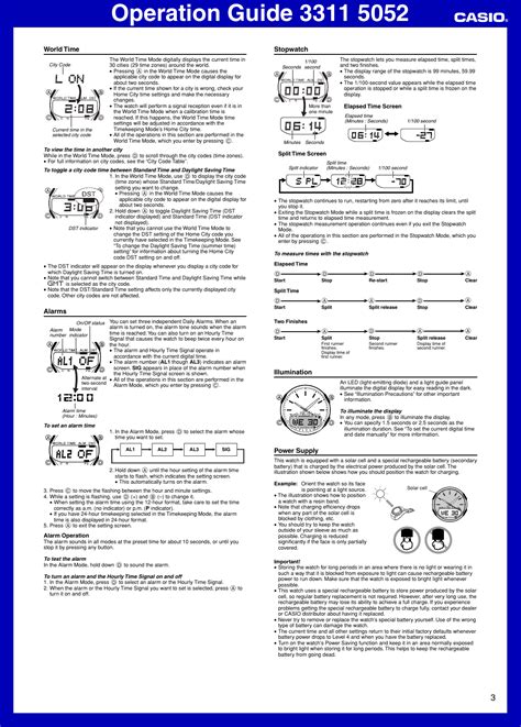 Casio Watch 5052 Users Manual QW 3311