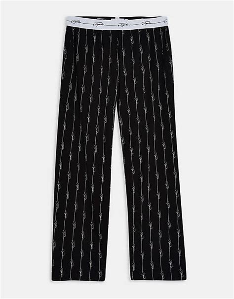 Topman Signature Pinstripe Lounge Track Pants In Black Asos