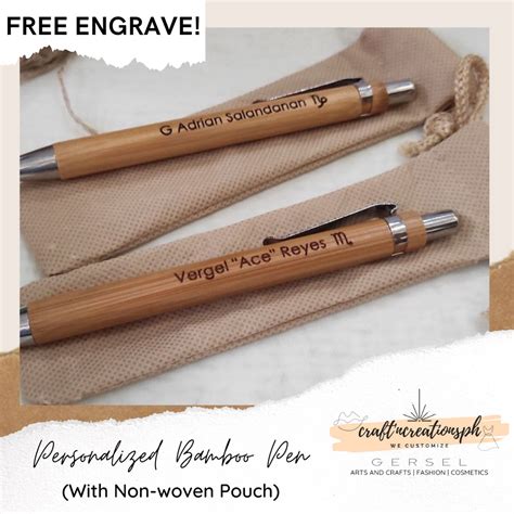 Personalized Bamboo Pen Laser Engrave Shopee Philippines