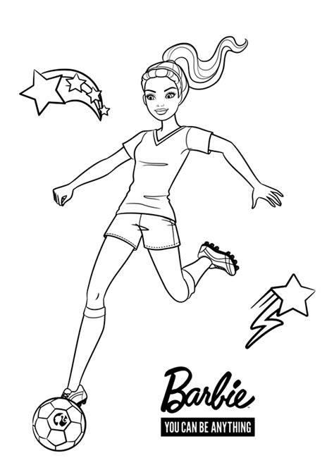 Imagen Para Colorear De Barbie Futbolista You Can Be Anything Puedes