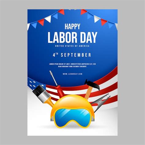 Free Vector Realistic Vertical Poster Template For Us Labor Day