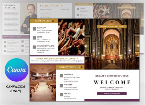 Church Bulletin Canva Template Size 8 5x11 Fully Editable Colors Photos Text Modern Brochure