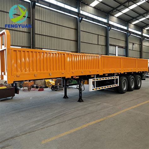 3 Axle 60ton Side Wall Sidewall Cargo Box Enclosed Flatbed Semi Trailer