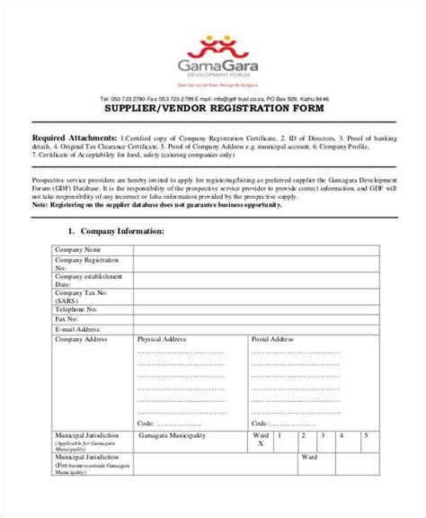 Free Supplier Registration Forms In Pdf Ms Word