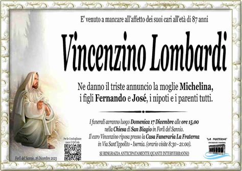 Funerali E Annunci Funebri A Isernia Vincenzino Lombardi Funer