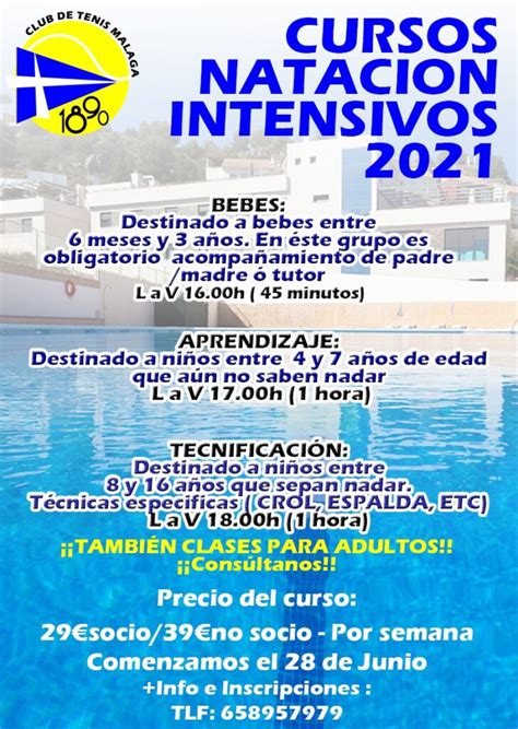 Cursos Nataci N Intensivos Club De Tenis M Laga Ctm