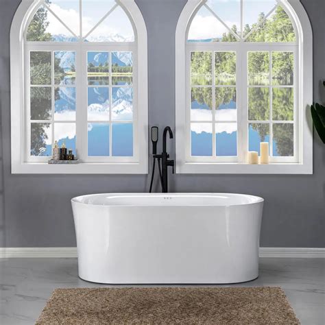 WOODBRIDGE Tion 59 In Acrylic FlatBottom Double Ended Air Bath Bathtub