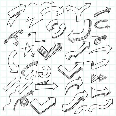 Hand Tekenen Doodle Pijl Schets Decorontwerp Gratis Vector