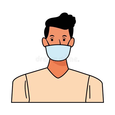 Man Using Face Mask For Character Stock Vector Illustration Of