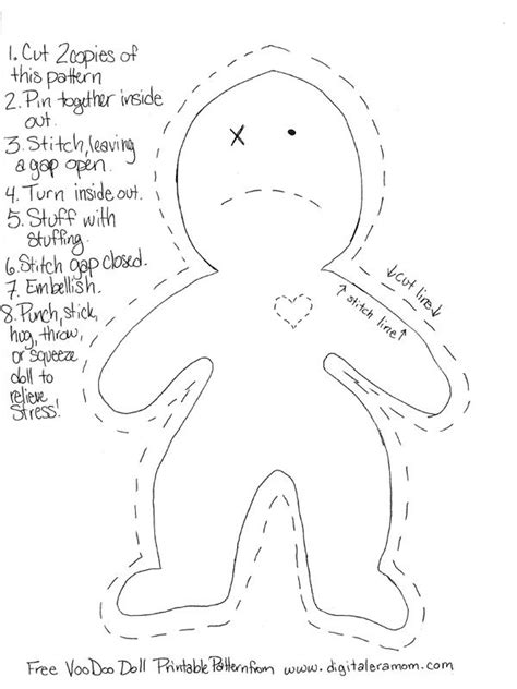 Free Printable Voodoo Doll Pattern Dammit Doll Rag Doll Pattern