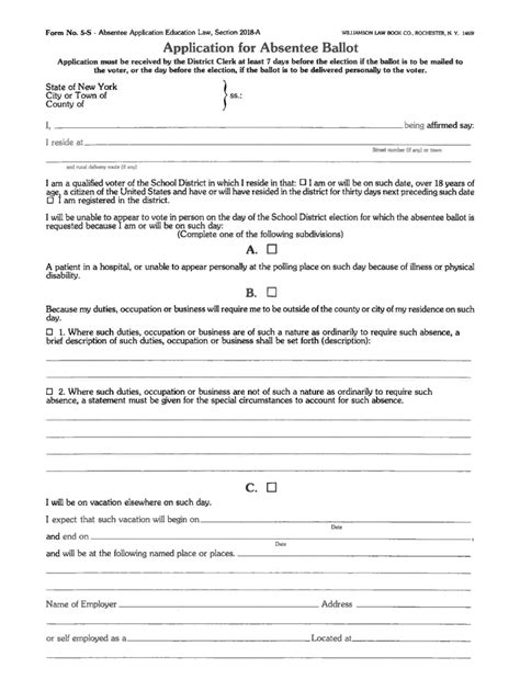 Fillable Online Application For Absentee Ballot Chappaqua Central