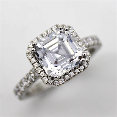 3 Ct Asscher Cut Simulated Diamond Engagement Ring Archarieljewel