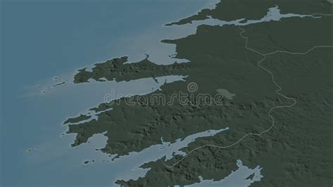 Kerry Extruded Ireland Stereographic Relief Map Stock Footage Video