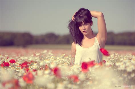 Wallpaper Sunlight Women Flowers Love Red Dress Tattoo Hands In Hair Morning Jack