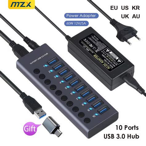 Mzx Port Usb Hub Aluminum A Multi Hub Splitter