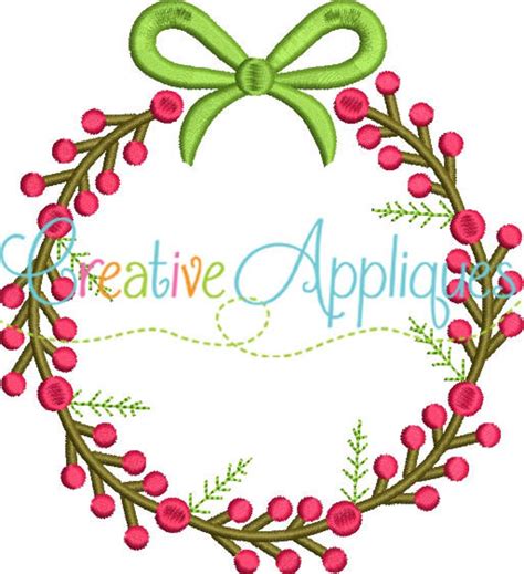 Berry Wreath Digital Machine Embroidery Design Sizes Etsy