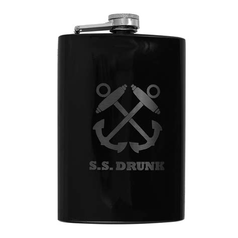 Hip Flask Plus Stainless Steel 8oz Black Flask Drunk