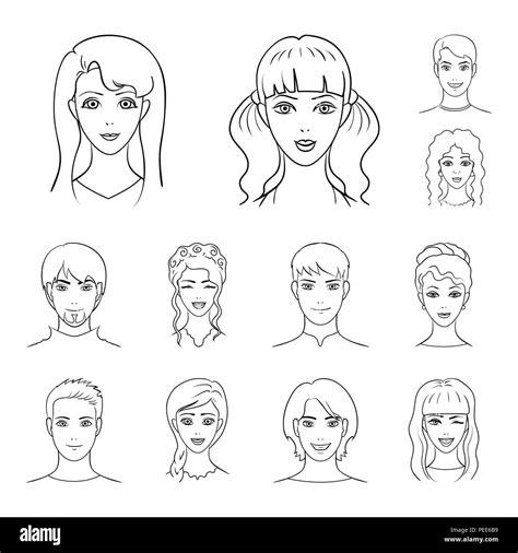 Avatar And Face Outline Icons In Set Collection For Design A Person