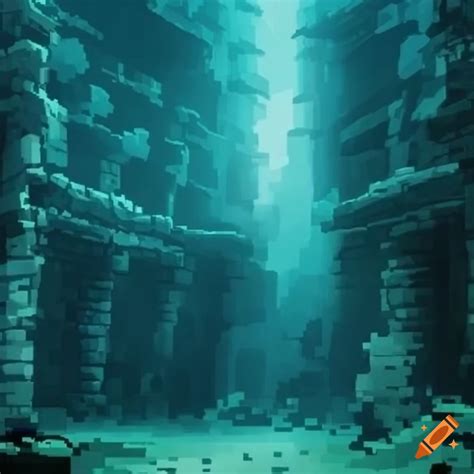 Pixel Art Of Underwater Ancient Ruins On Craiyon