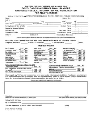 EMERGENCY MEDICAL INATION AND AUTHORIZATION Doc Template PdfFiller