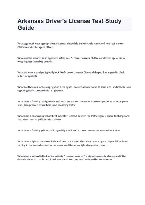 Arkansas Driver's License Test Study Guide 2024 passed - Arkansas