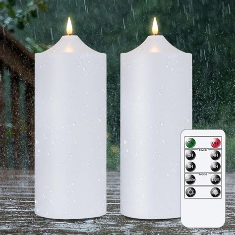 Yeelida Large Flameless Flickering Waterproof Led Candles10 X25cm Pack